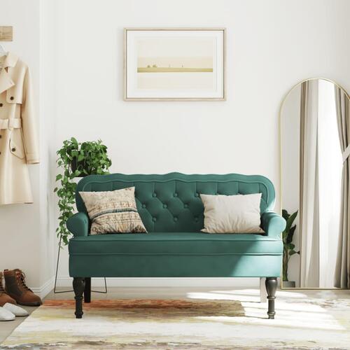 Bænk med ryglæn 119,5x64,5x75 cm velour mørkegrøn