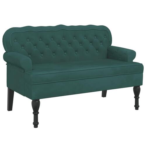 Bænk med ryglæn 119,5x64,5x75 cm velour mørkegrøn