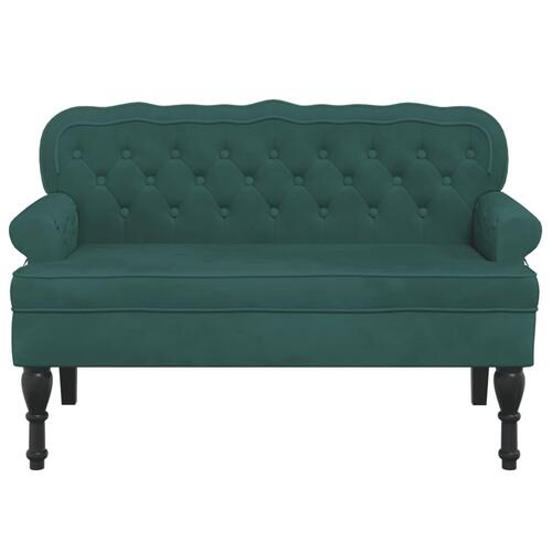 Bænk med ryglæn 119,5x64,5x75 cm velour mørkegrøn
