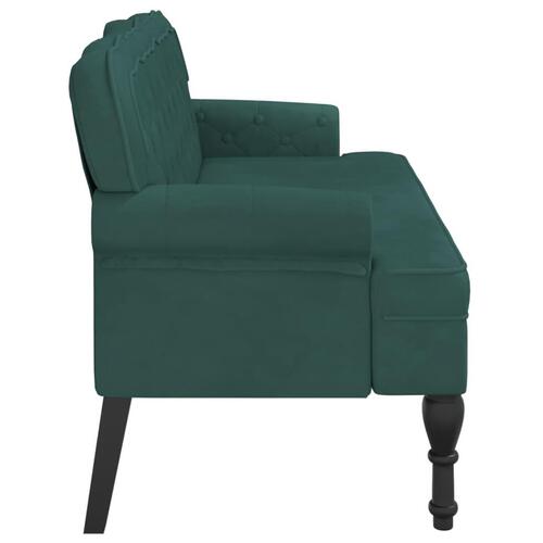 Bænk med ryglæn 119,5x64,5x75 cm velour mørkegrøn