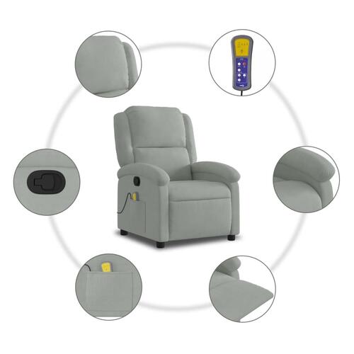 Massagestol velour lysegrå