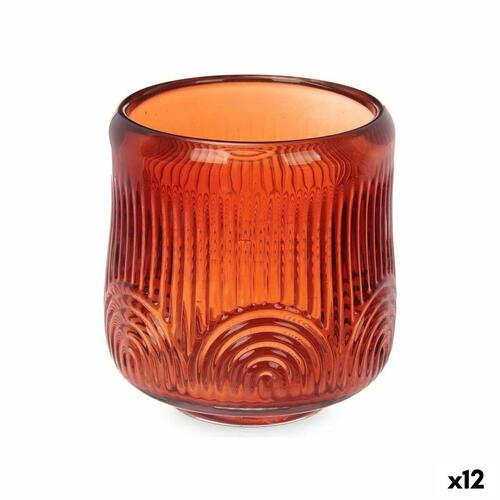 Lyseholder Striber Orange Krystal 9 x 9,5 x 9 cm (12 enheder)