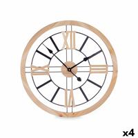 Vægur Sort Metal Træ MDF 60 x 60 x 4,5 cm (4 enheder)