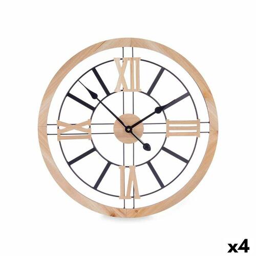 Vægur Sort Metal Træ MDF 60 x 60 x 4,5 cm (4 enheder)