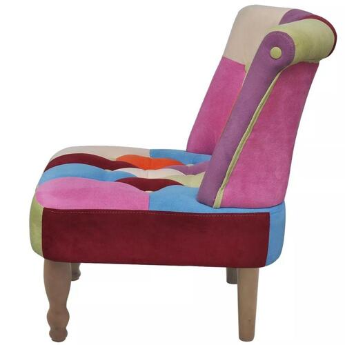 Fransk stol med patchwork-design stof