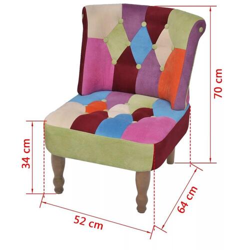 Fransk stol med patchwork-design stof