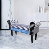 Bænk patchwork blå og hvid