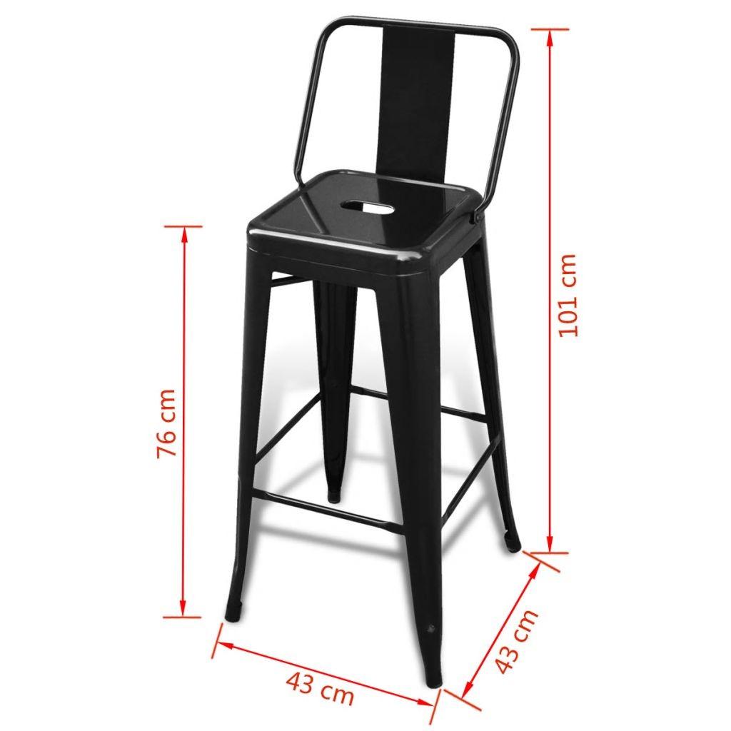 Barstole 2 stk. stål sort