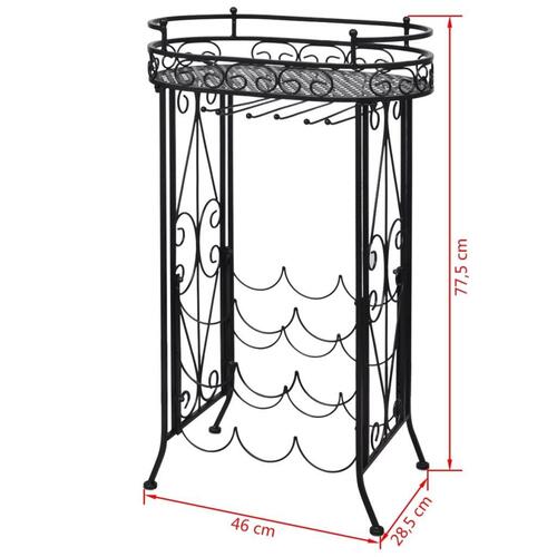 Vinreol med glasholder 9 flasker metal