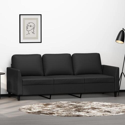 3-personers sofa 180 cm kunstlæder sort