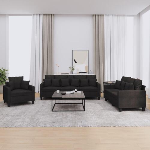 3 personers sofa med puder stof sort