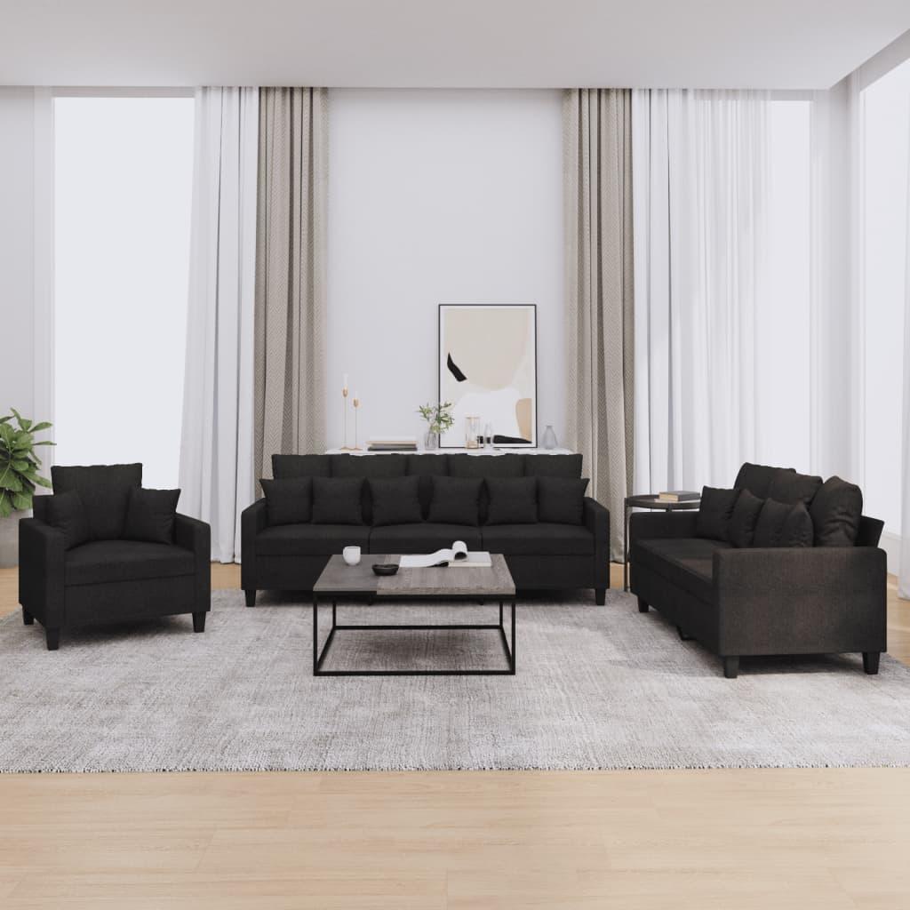 3 personers sofa med puder stof sort