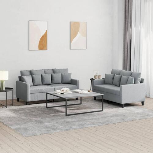 2 personers sofa med hynder stof lysegrå
