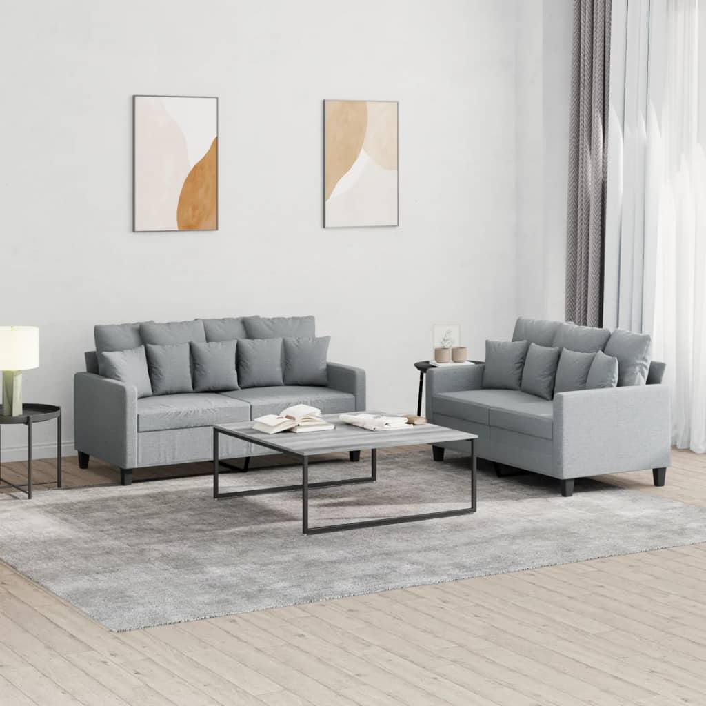 2 personers sofa med hynder stof lysegrå