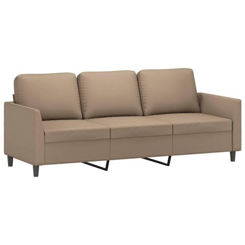 3 personers sofa med hynder kunstlæder cappuccinofarvet