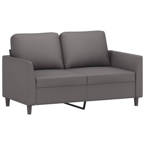 2 personers sofa med hynder kunstlæder grå