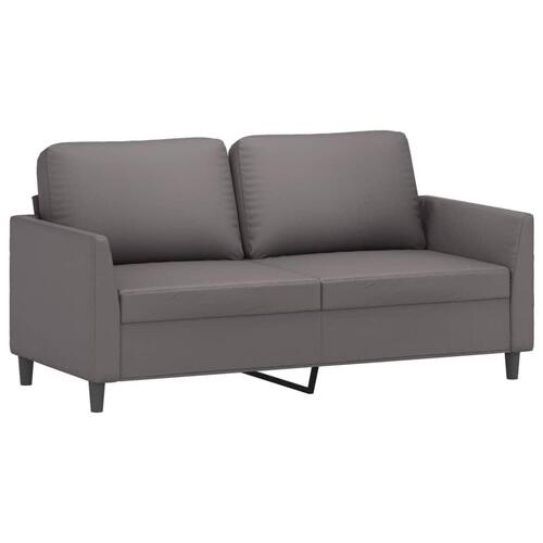 2 personers sofa med hynder kunstlæder grå