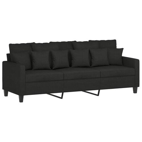 3 personers sofa med hynder stof sort