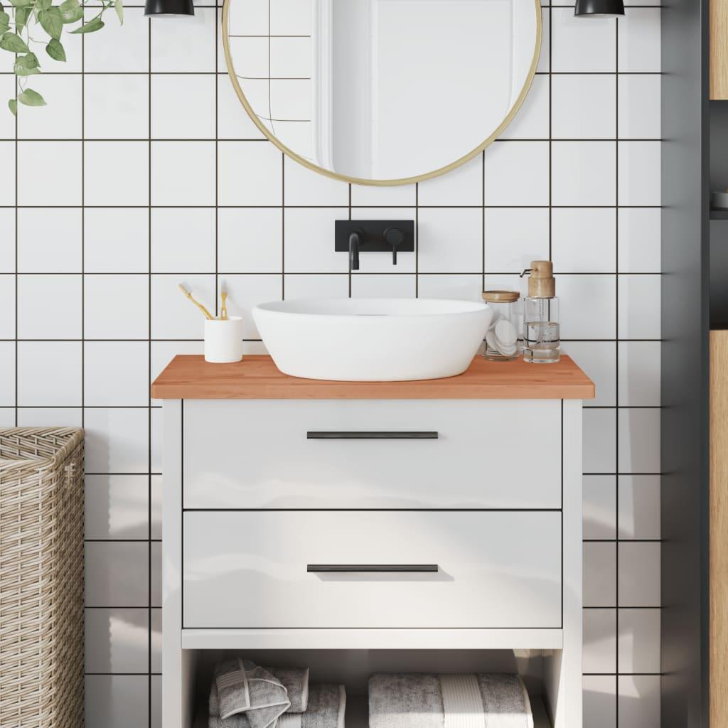 Bordplade til badeværelse 80x40x2,5 cm massivt bøgetræ