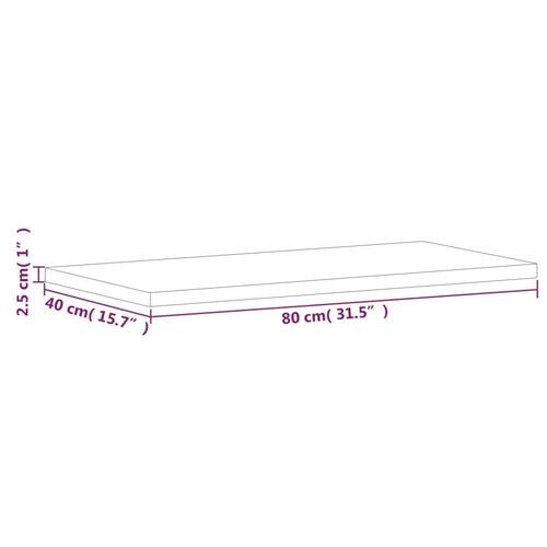 Bordplade til badeværelse 80x40x2,5 cm massivt bøgetræ
