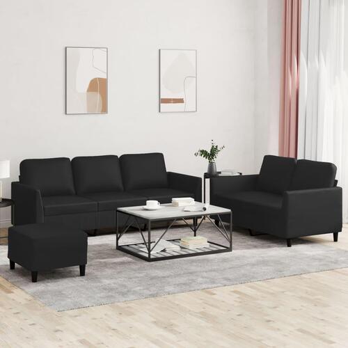 3 personers sofa med hynder kunstlæder sort