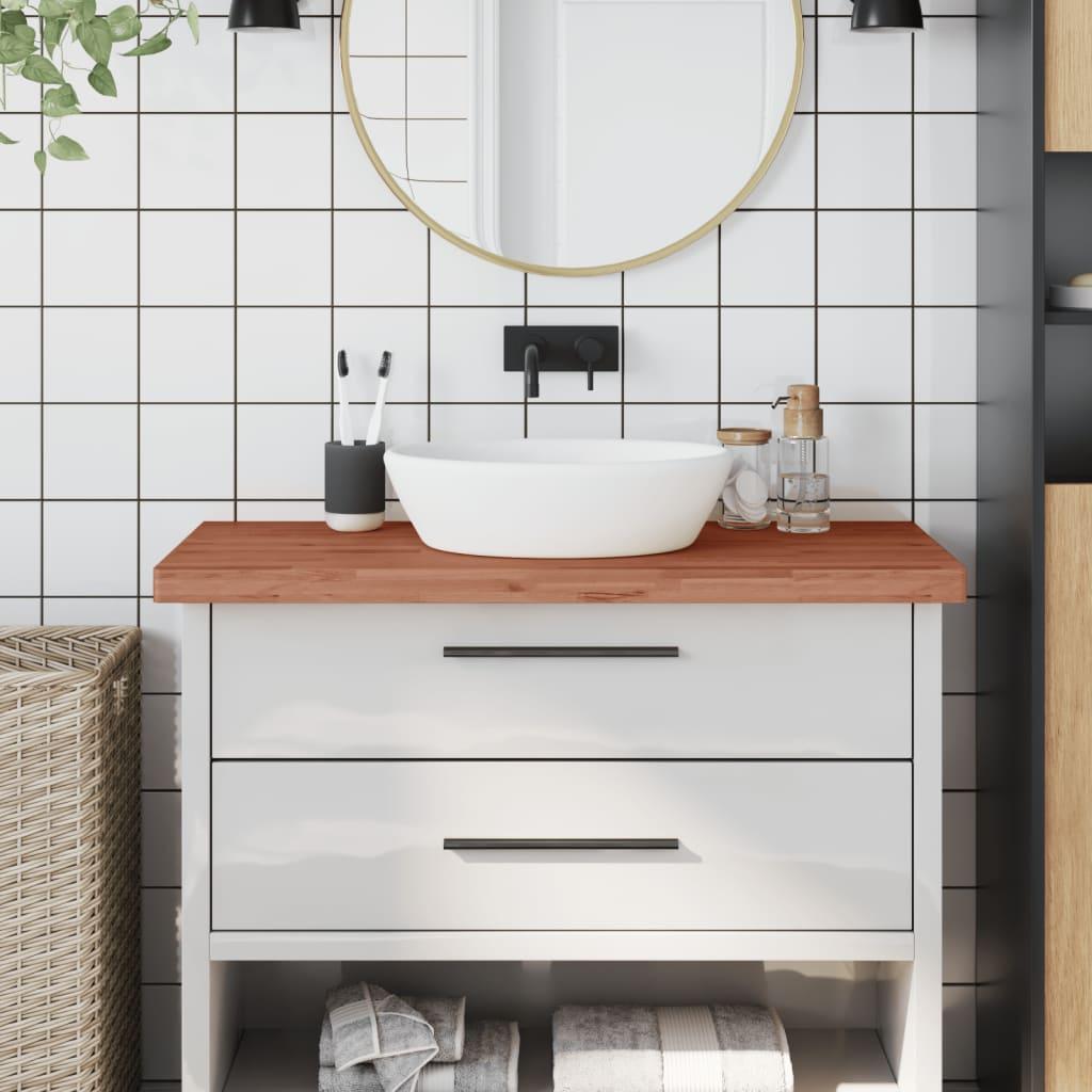 Bordplade til badeværelse 100x60x4 cm massivt bøgetræ
