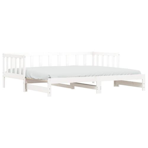 Daybed med udtræk 90x200 cm massivt fyrretræ hvid