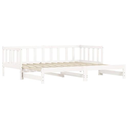 Daybed med udtræk 90x200 cm massivt fyrretræ hvid