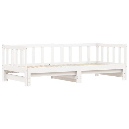 Daybed med udtræk 90x200 cm massivt fyrretræ hvid