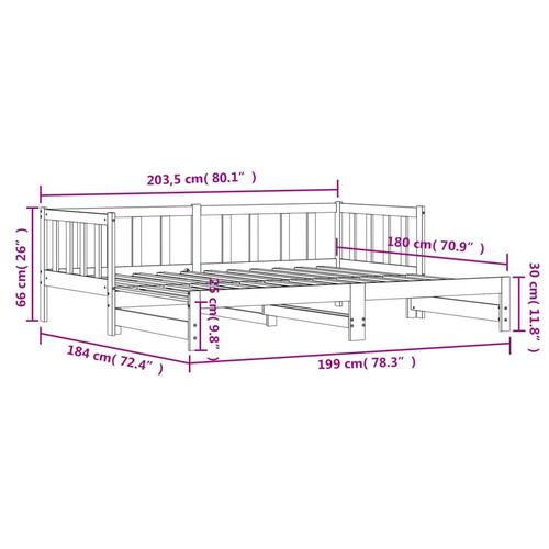 Daybed med udtræk 90x200 cm massivt fyrretræ hvid