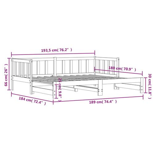 Daybed med udtræk 90x190 cm massivt fyrretræ