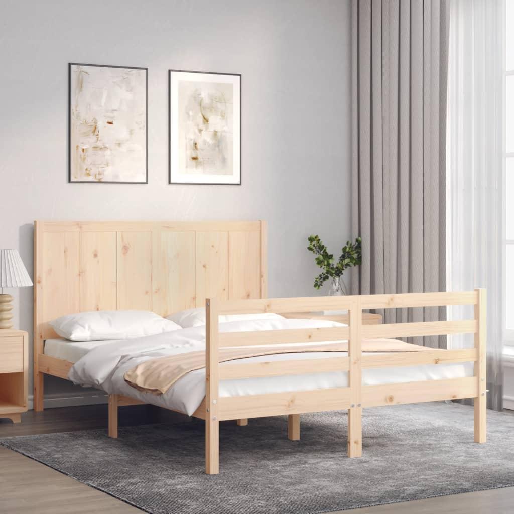 Sengeramme med sengegavl 140x190 cm massivt træ