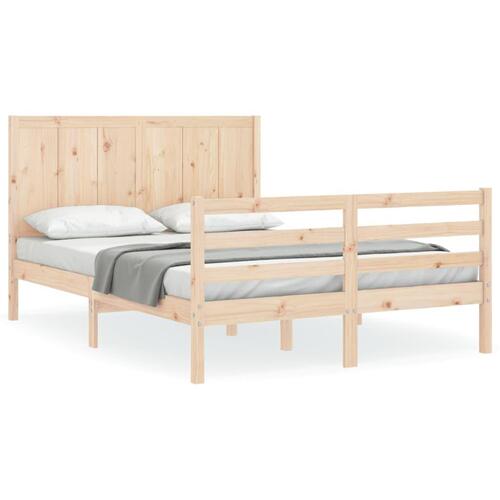 Sengeramme med sengegavl 140x190 cm massivt træ