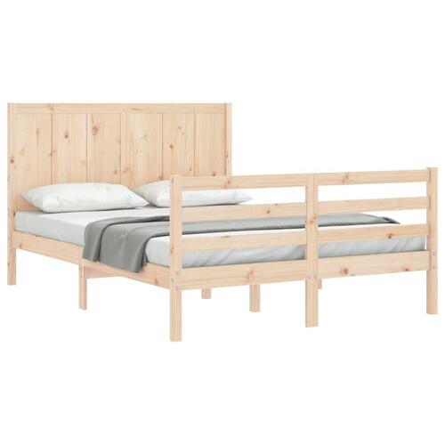 Sengeramme med sengegavl 140x190 cm massivt træ