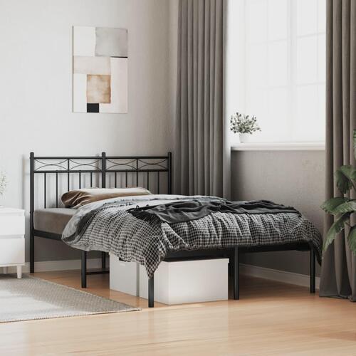 Sengeramme med sengegavl 120x190 cm metal sort