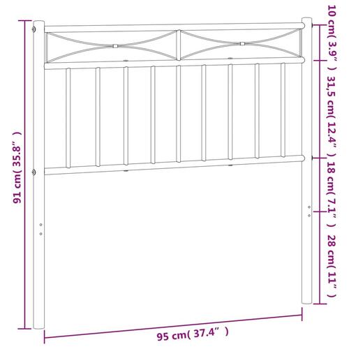 Sengegavl 90 cm metal sort