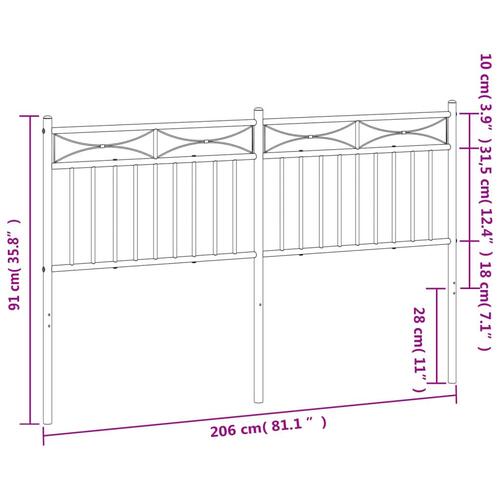 Sengegavl 200 cm metal hvid