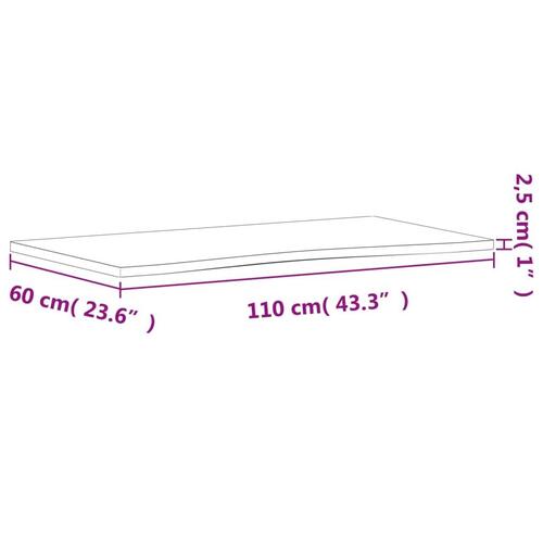 Skrivebordsplade 110x(55-60)x2,5 cm massivt bøgetræ