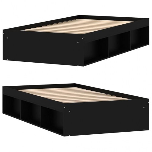 Sengeramme med opbevaring 100x200 cm - sort træ