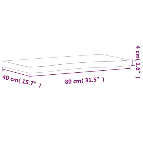 Skrivebordsplade 80x(36-40)x4 cm massivt bøgetræ