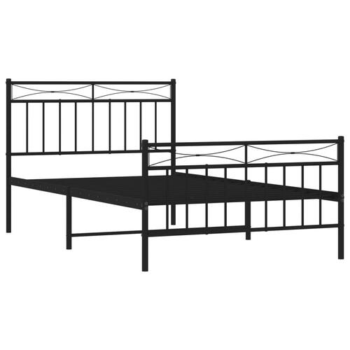 Sengeramme med sengegavl og fodgærde 100x200 cm metal sort