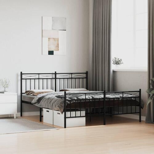 Sengeramme uden madras med fodgærde 160x200 cm sort