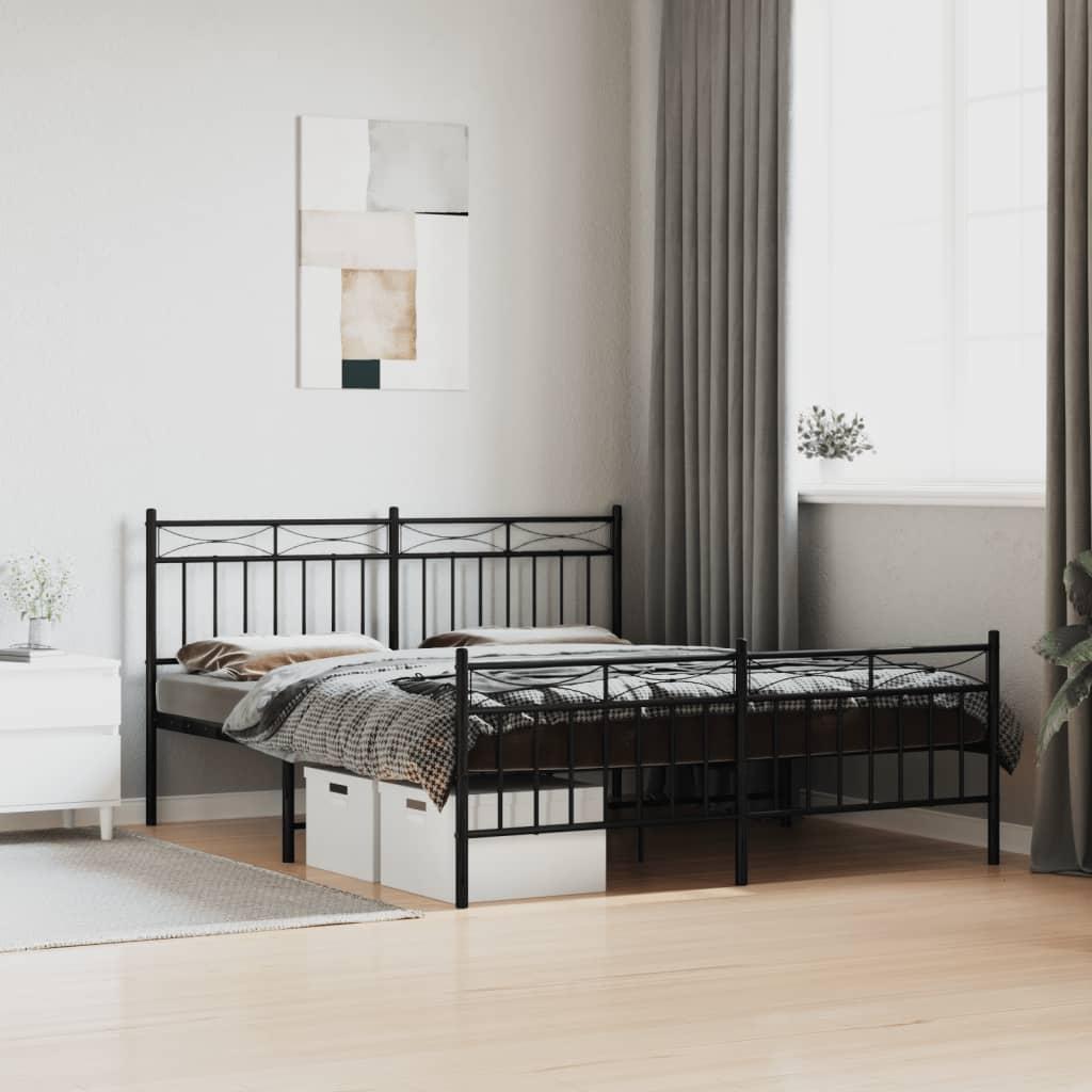 Sengeramme uden madras med fodgærde 160x200 cm sort