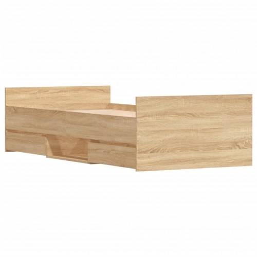 Sengeramme med gavl, fodgærde og opbevaring 90x200 cm - sonoma-eg