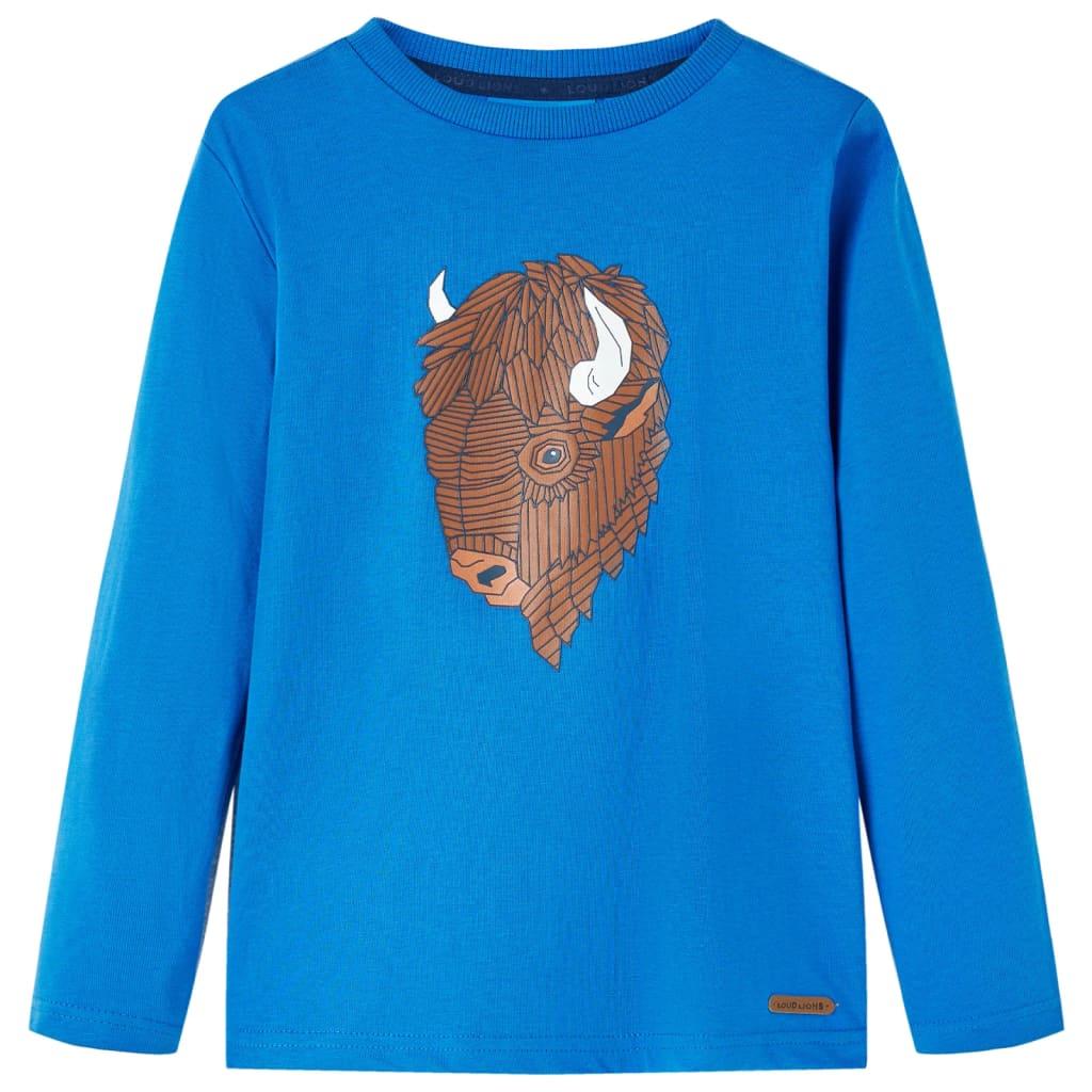 Langærmet T-shirt til børn str. 116 koboltblå billede