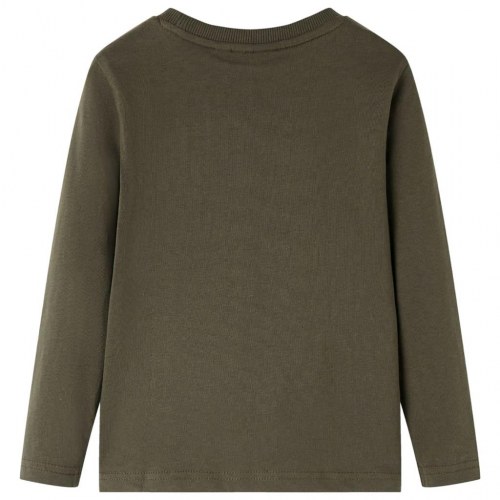 Langærmet T-shirt til børn str. 104 kakifarvet