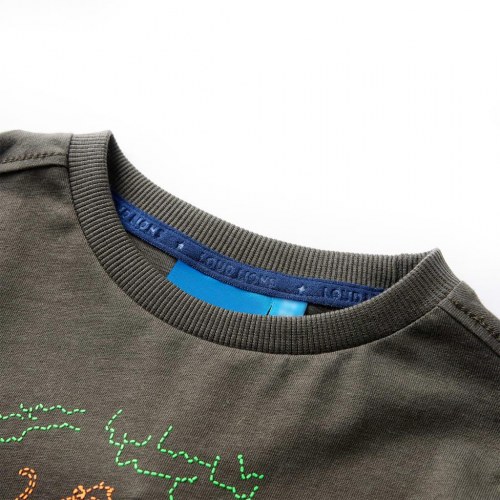 Langærmet T-shirt til børn str. 104 kakifarvet