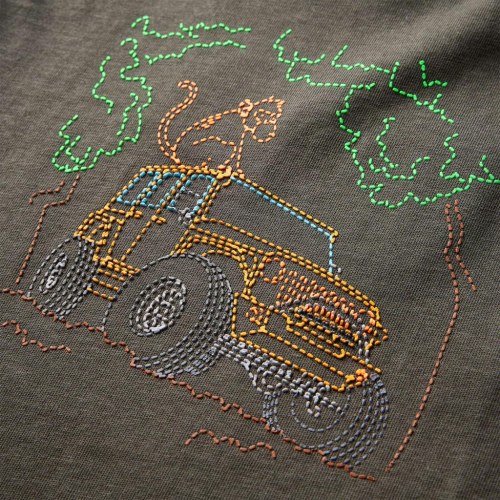 Langærmet T-shirt til børn str. 104 kakifarvet