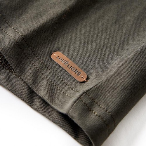 Langærmet T-shirt til børn str. 104 kakifarvet