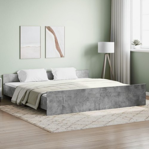 Sengeramme med gavl og fodgærde 200x200 cm - betongrå